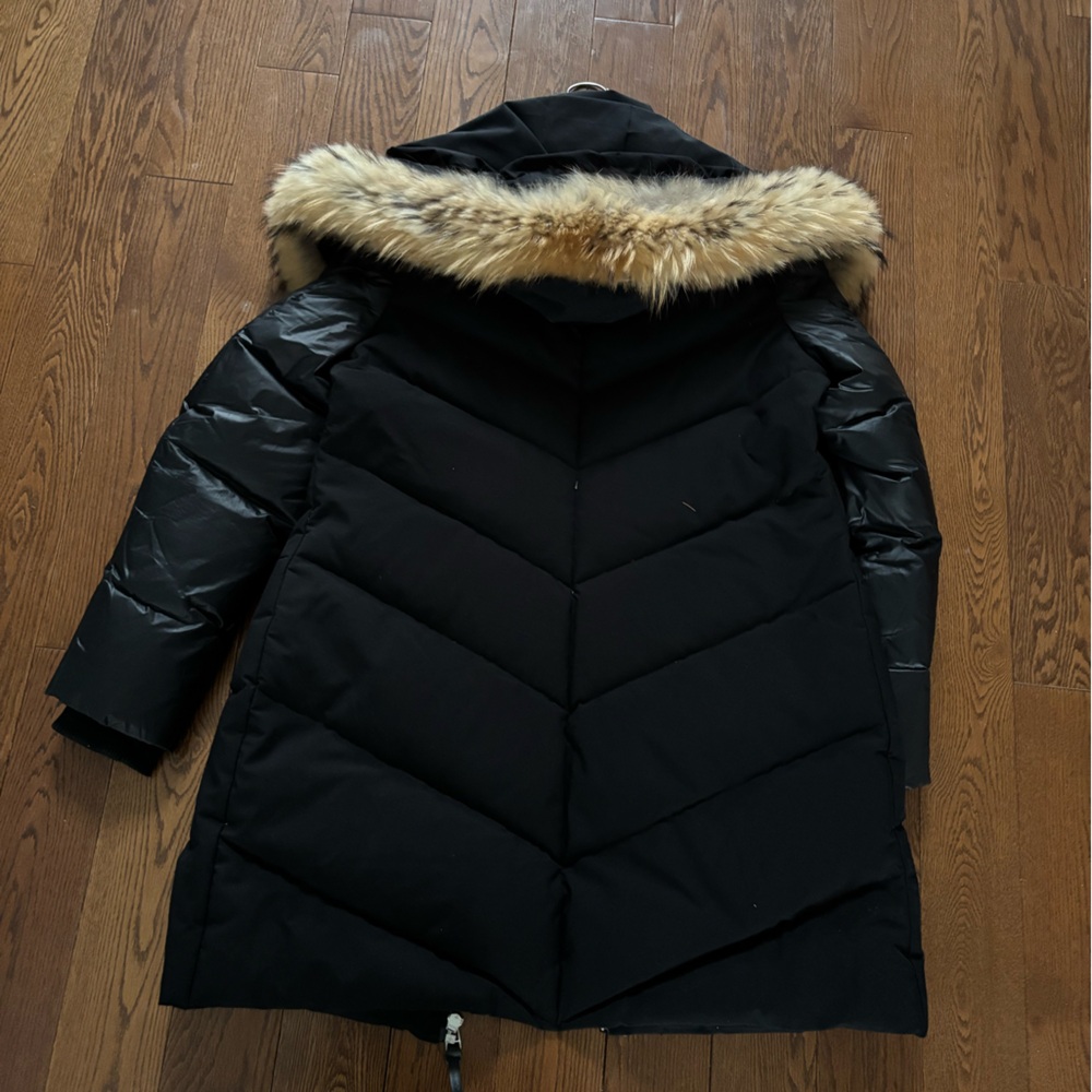 Atelier Noir Black Down Puffer Coat division of Rudsak Genuine Raccoon Fur Trim - Picture 10 of 16